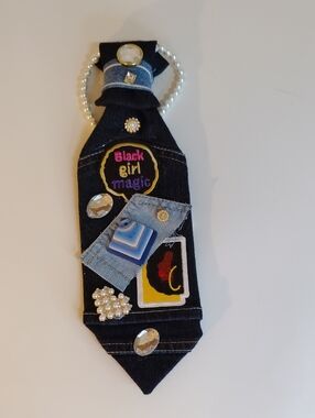 Black Denim Statement Necklace - Black Girl Magic